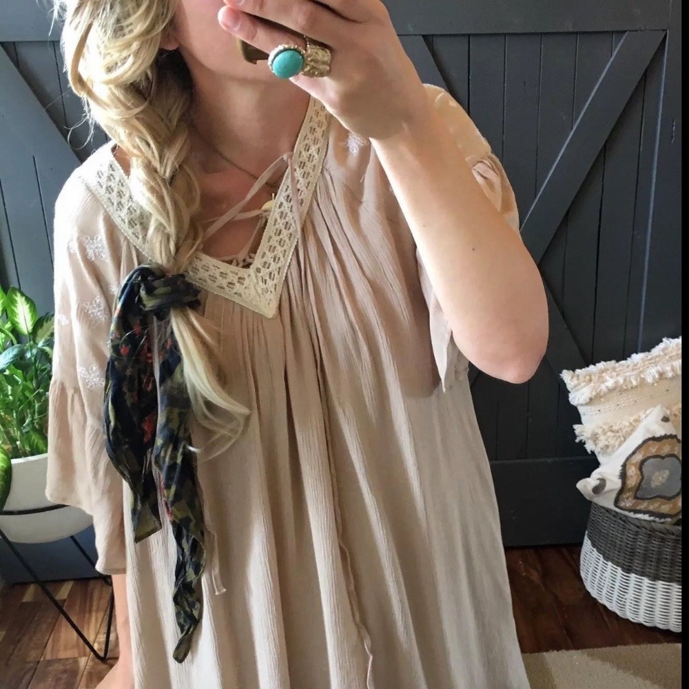 Embroidered Floral Peasant Boho Tunic Blouse Top - Picture 5 of 5